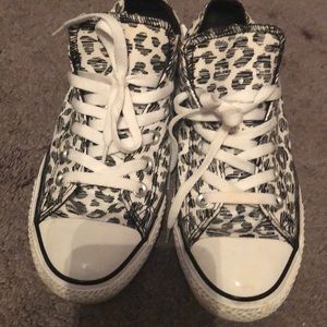 Like New Black and White Leopard Print Converse